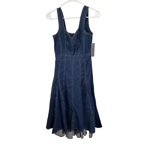 Denim Blue Sleeveless Fit & Flare Dress With Flowy Hem & Back Zipper Womens M By - Picture 1 of 10